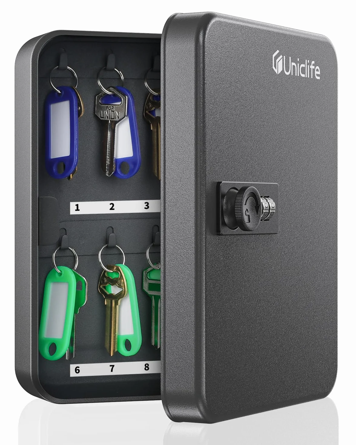 Uniclife Armoire à Clés 20 Positions Serrure à Combinaison Réinitialisable Boîte à Clés Numérique Noire