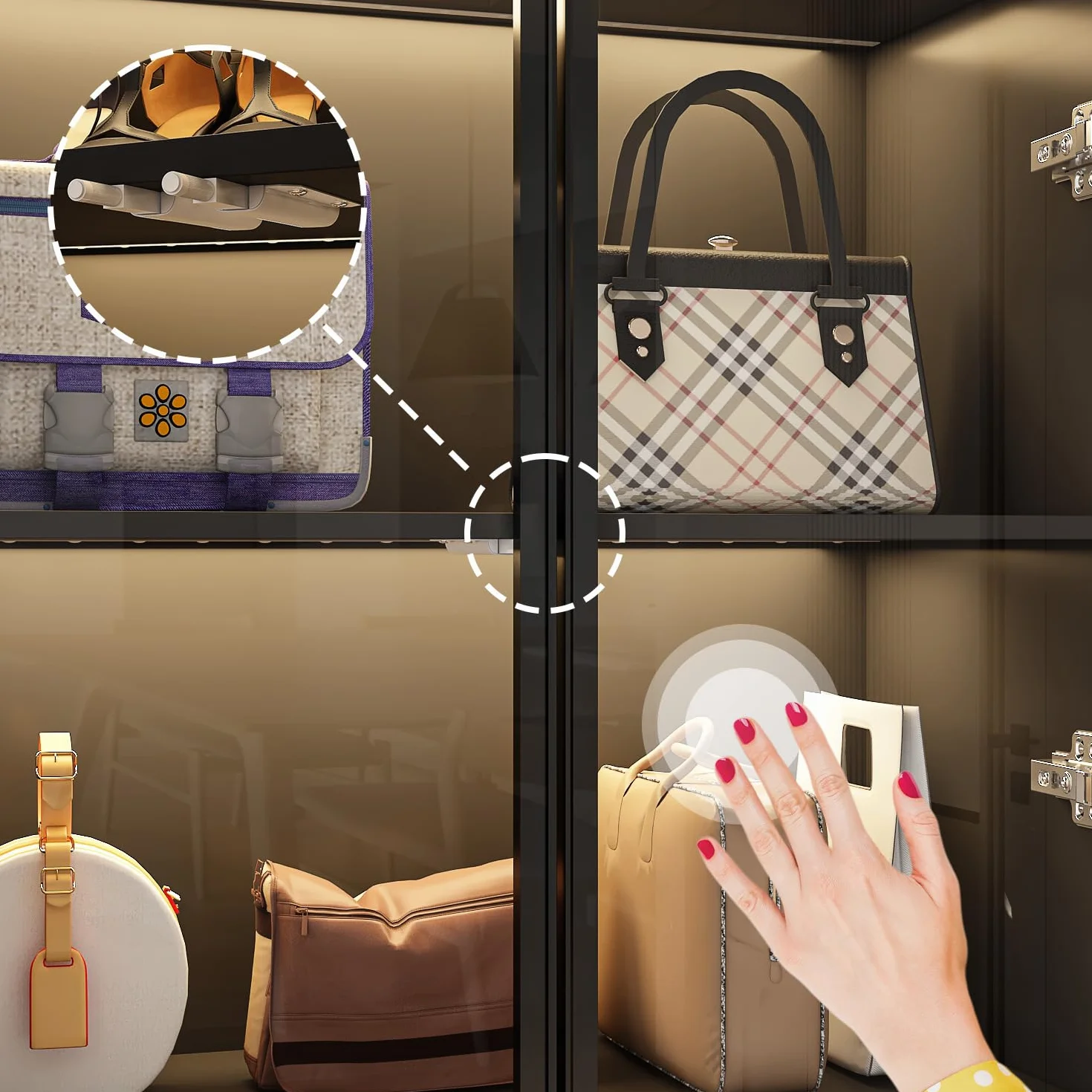 Vitrine en Verre avec éclairage,Meuble de Rangement avec Etagères,Armoire Multifonction en Verre Debout avec étagères à 4 Niveau, Armoire de Salon,40 x 160 x 80 cm,Noir