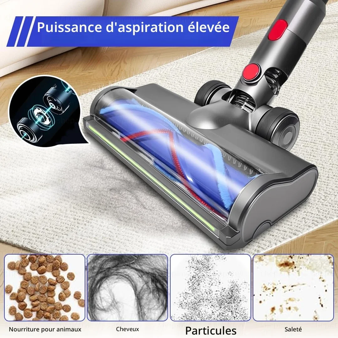 Brosse Détection de Poussière, Compatible pour Dyson Aspirateurs V7, V8, V10, V11, V15, Pièces de Rechange, Brosse Aspirateur, Pièces de Détachées, Motorhead, Accessoire pour Sols Durs.
