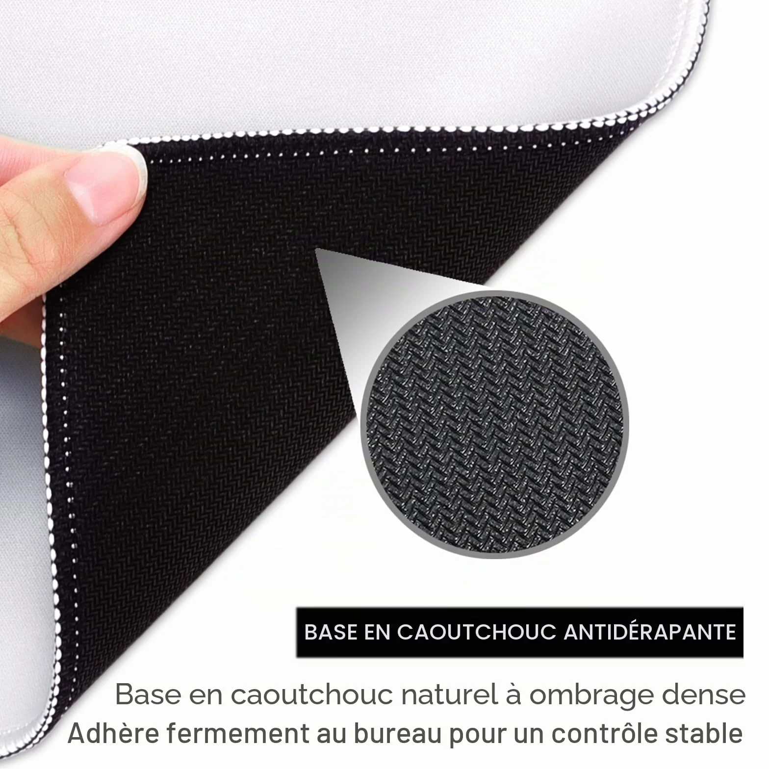 Tapis de Souris Carré Texturé 25,4 x 21,4 cm Bord Cousu Imperméable Antidérapant Caoutchouc Blanc Ivoire