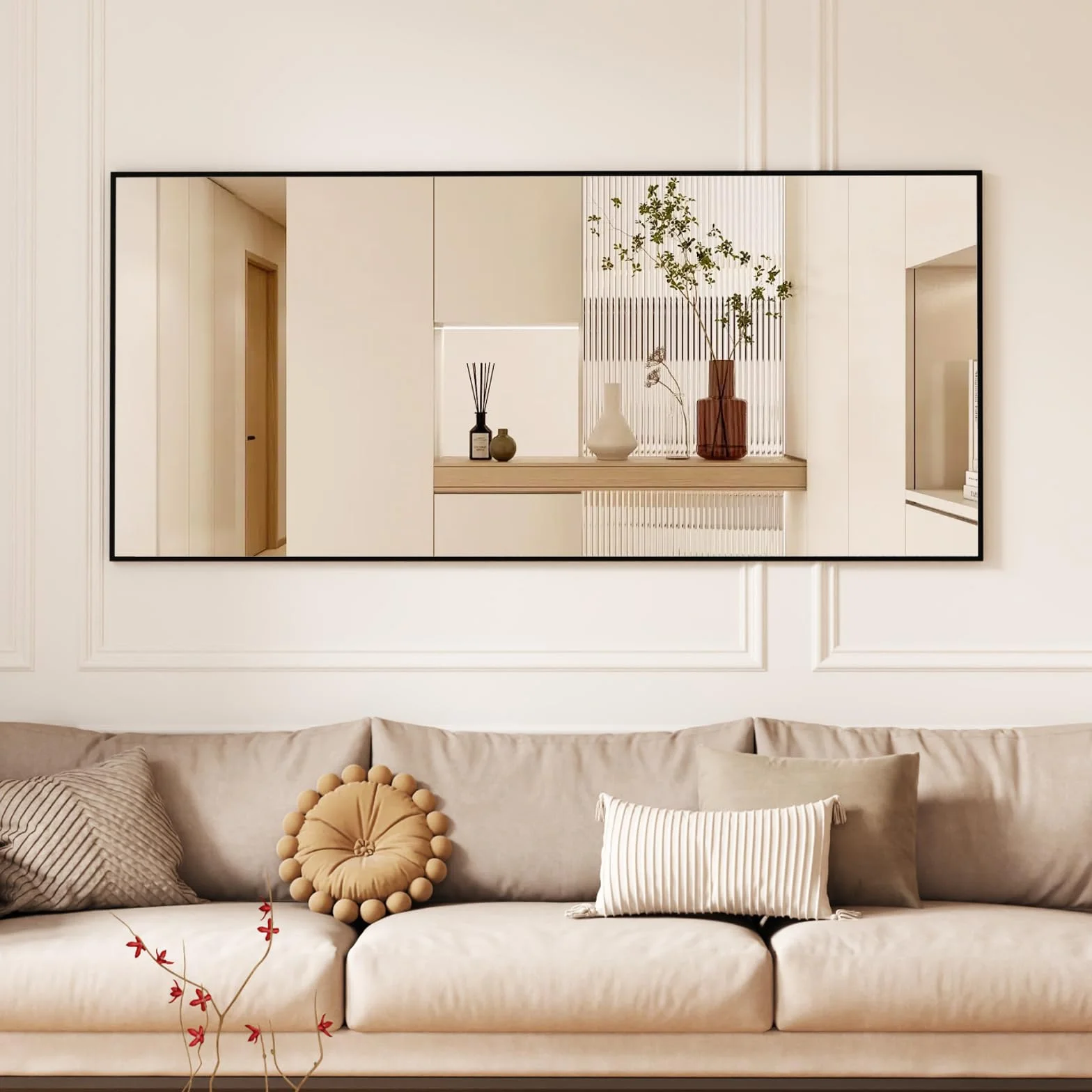 Miroir sur Pied 171x76 cm, Grand Miroir Intégral, Cadre en Alliage d'Aluminium, Verre Trempé