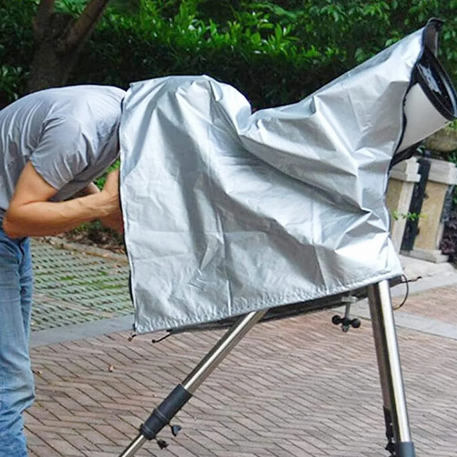 Pokrowiec teleskopowy wodoodporny odporny na słońce na zewnątrz astronomiczny pokrowiec teleskopowy z regulowanym sznurkiem do skywatcher Celestron ZEISS, srebrny 59 (1499 mm) x 33,5 (851 mm) cal
