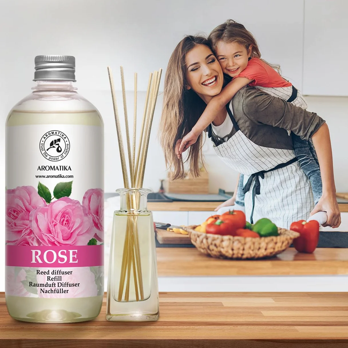 Diffuseur Parfum de Rose 500ml Recharge - Aromathérapie Ambiance Spa Bain