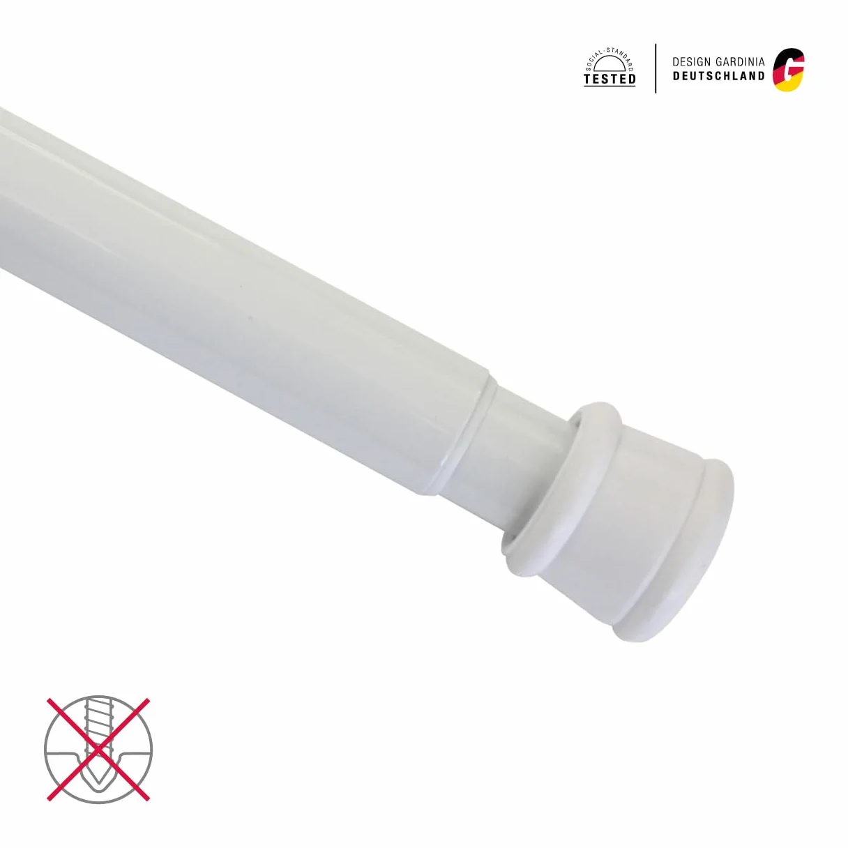 GARDINIA Tringle à Rideau Perçage Ø 23/26 mm blanc 60-100 cm Steel