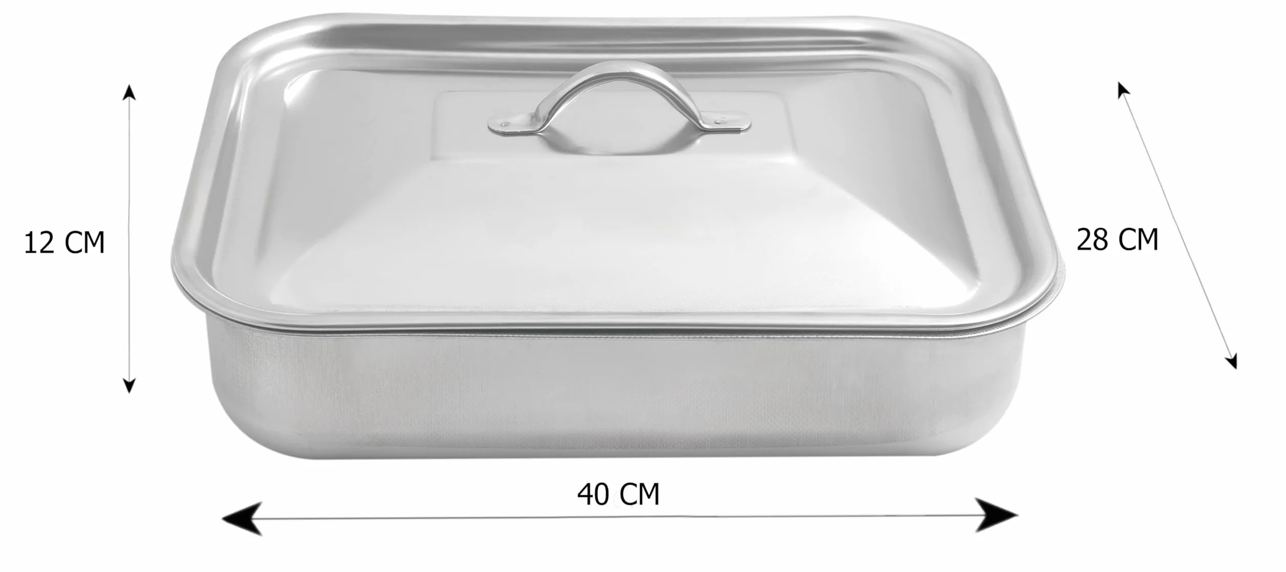 Steel Pan SP711163, Plat à four, Plat à gratins, Plat de cuisson rectangulaire avec couvercle, Revêtement antiadhésif, Sans PFAS, 40 x 28 cm, Tout Inox, Fabrication Italie