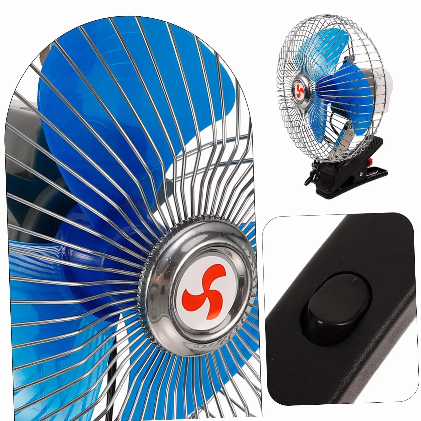 OSALADI Mini Fan Car - 12v Elektryczny Wentylator Chłodzący Do Samochodu Ciężarówki Autobusu Z Mocowaniem Zaciskowym I Funkcją Oscylacyjną