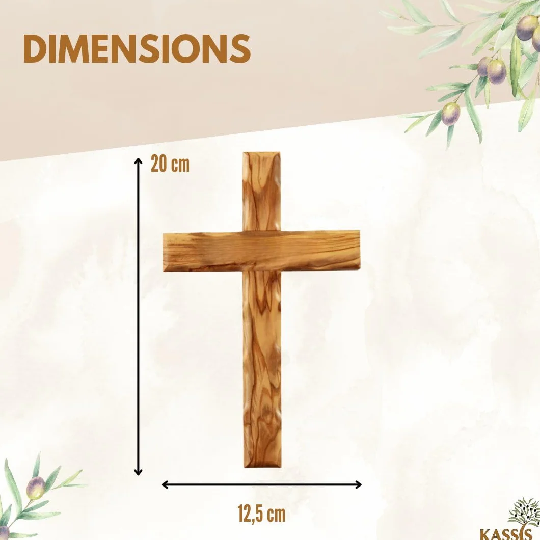 Croix murale en bois d'olivier 12 x 8 cm – Décoration pour confirmation, baptême