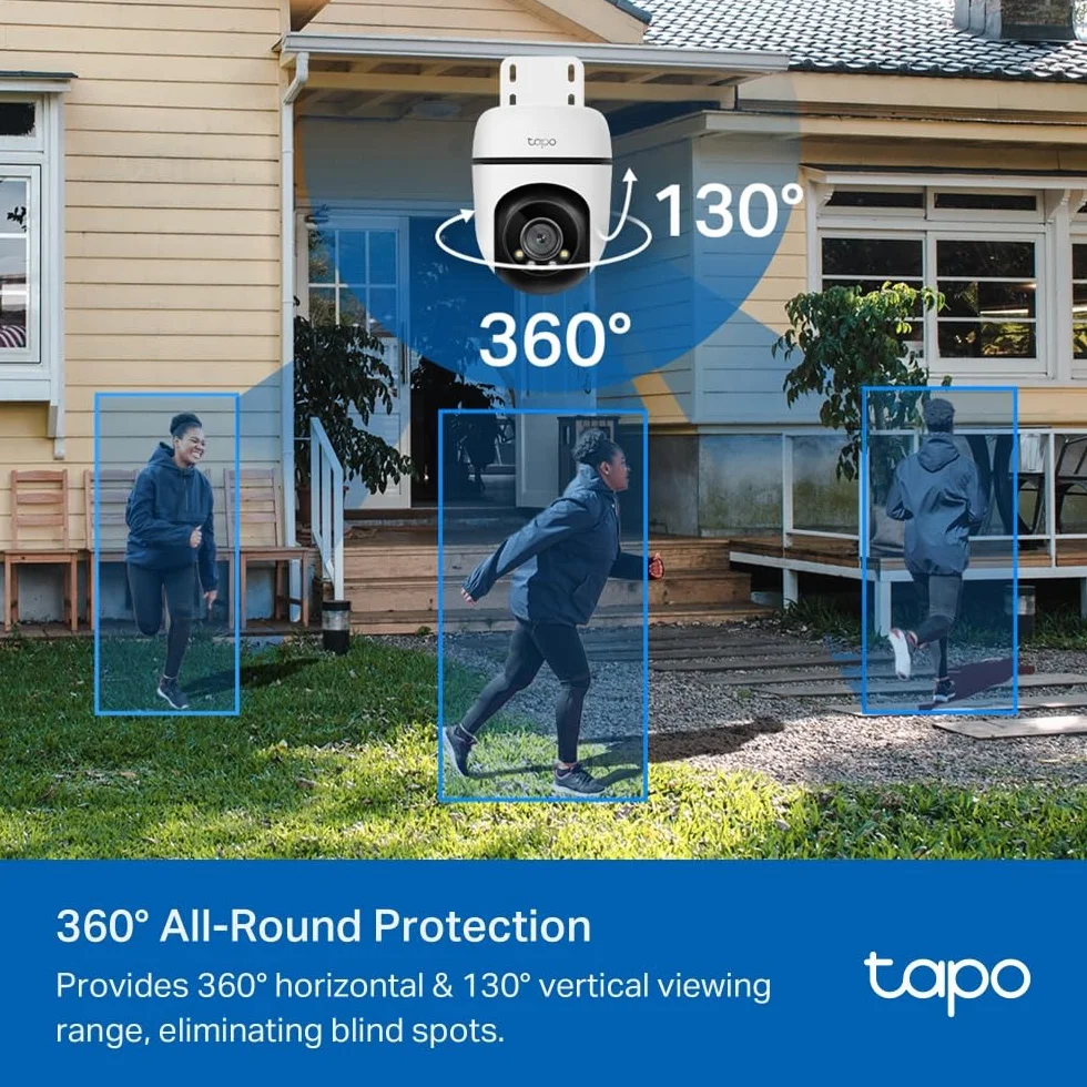 Tapo C510W (2 sztuki) Zewnętrzna kamera WiFi 2K 3 MP, widzenie 360 °, kolorowe widzenie nocne, kamera monitorująca IP, czujnik ruchu, wodoodporna IP65, dwukierunkowy dźwięk, Alexa, 2 sztuki