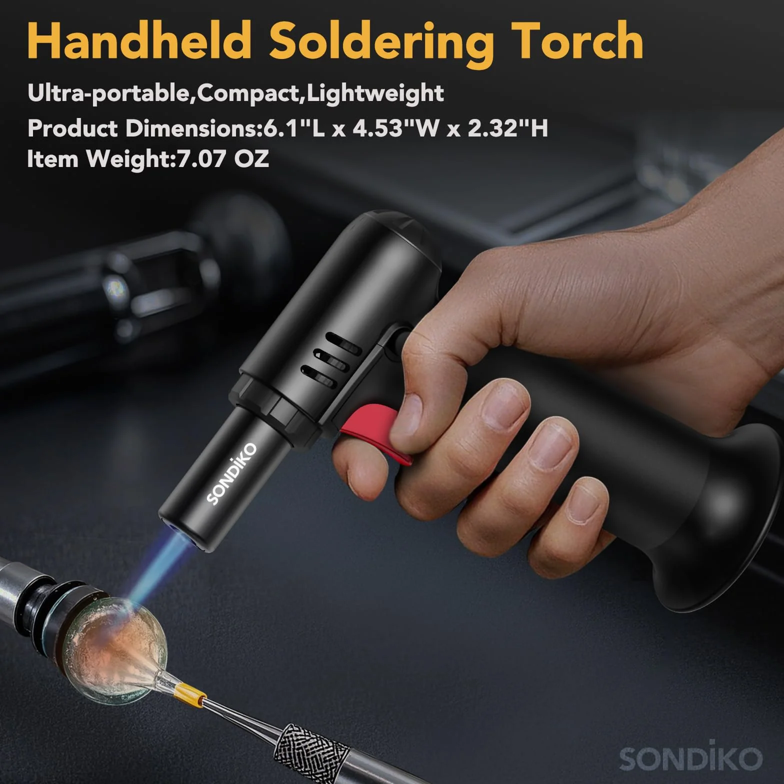 Sondiko S907 Chalumeau de Cuisine Rechargeable avec Verrouillage de Sécurité et Flamme Réglable