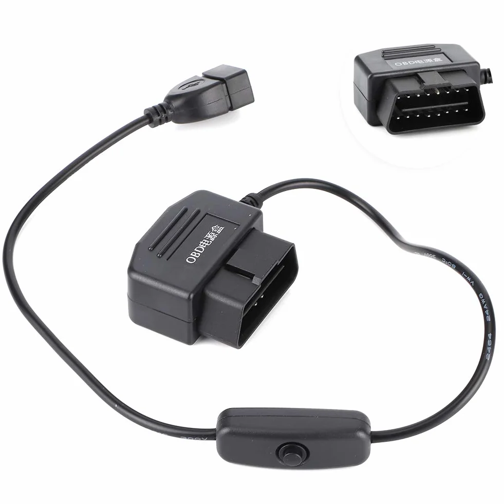 18.7 calowy kabel zasilajÄ…cy On-Board DiagnosticsII kabel zasilajÄ…cy On-Board Diagnostics2 na USB Dash Cam zestaw okablowania 16 zÅ‚Ä…cze pinowe do wideorejestrator samochodowy GPS kamera samochodowa