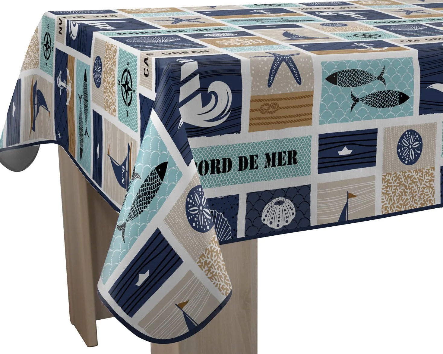 Nappe Anti-Taches Rectangle 150 x 240 cm Bleu Beige