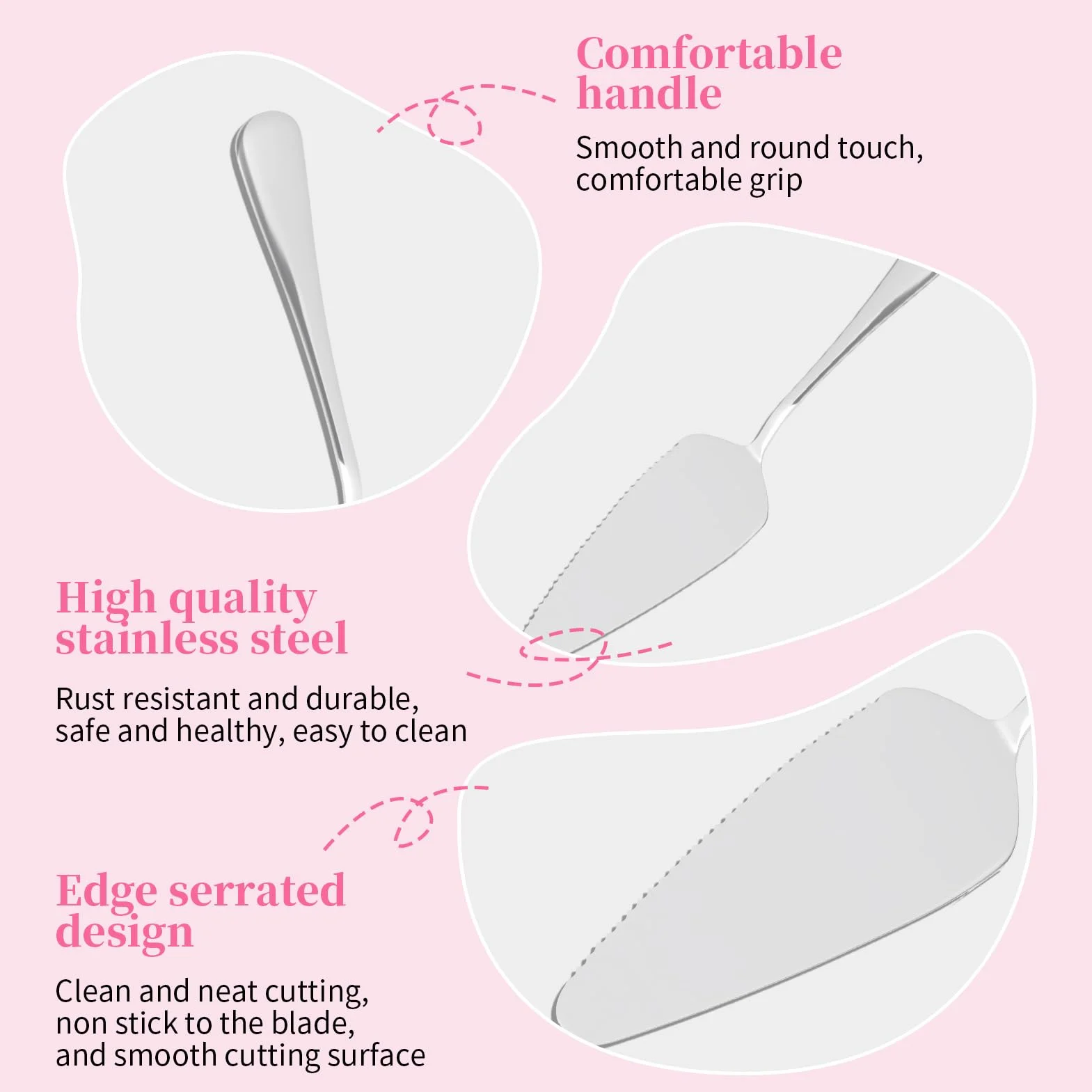 Pelle à Tarte en Acier Inoxydable 23 cm, Pelle a Gateau Inox, Lavable Lave-vaisselle
