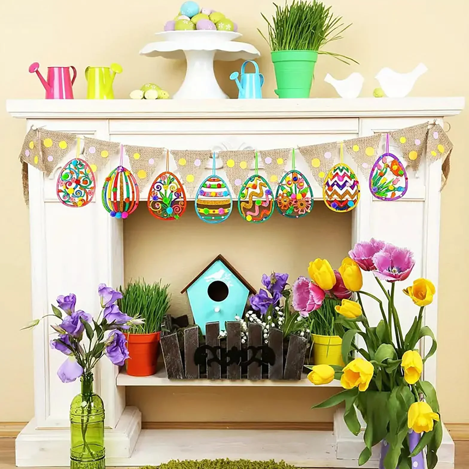 Bricolage Pâques Enfant 109 Pièces Oeufs à Décorer Bois Pendentif Cadeau Artisanal