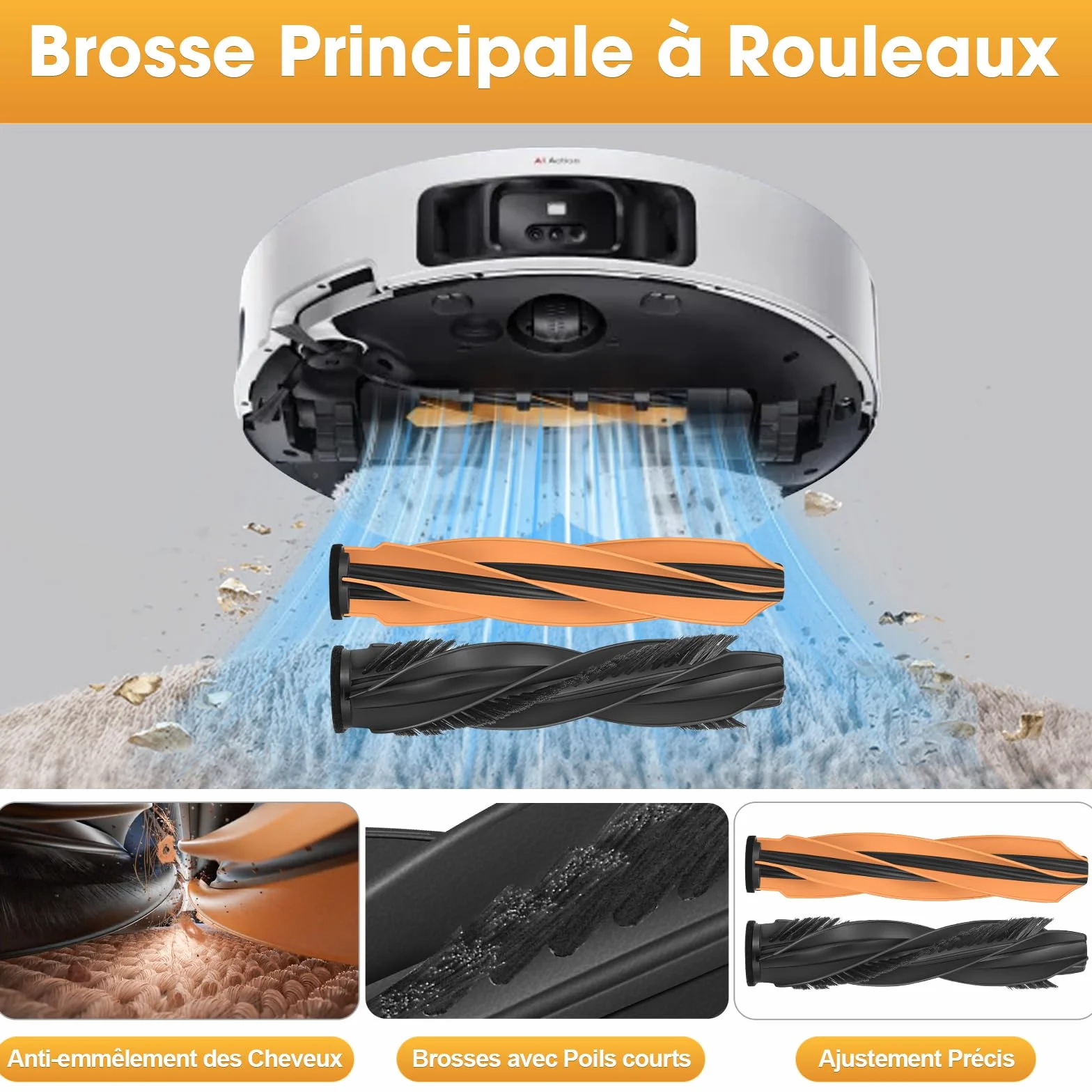 Dreame X50 Ultra Accessoires Pièces de Rechange L50s L40s Pro Ultra 2 Brosse Principale 4 Sacs à Poussière 4 Chiffons 4 Filtres 4 Brosse Latérale