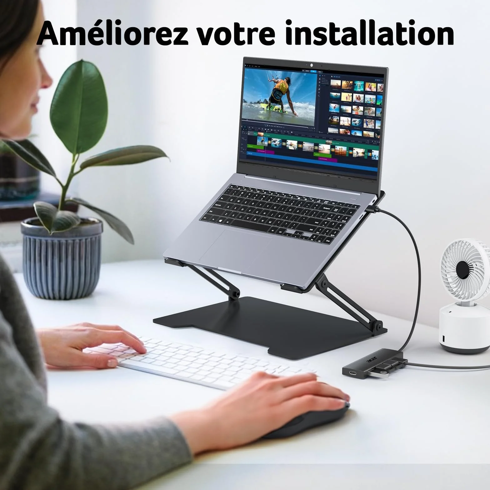 Acer Hub USB 3.0 4 Ports Adaptateur Multiport USB pour PC MacBook Air iMac Surface Pro XPS PS4 (60cm)
