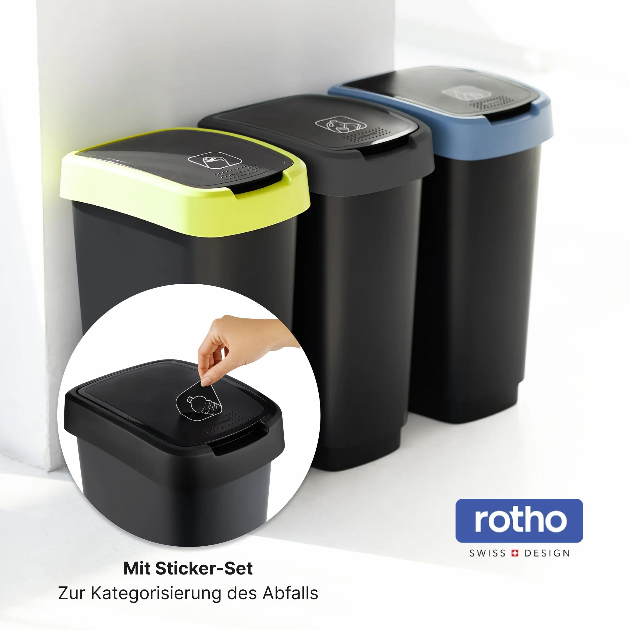 Rotho Salsa Poubelle 25l Plastique PP sans BPA Noir