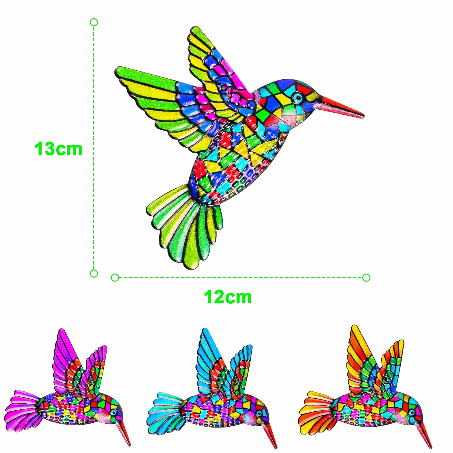OFFCUP Métal Colibri Décoration Murale, 4PCS Sculpture en Fer, Mur Art Colibris Suspendues pour Jardin Maison