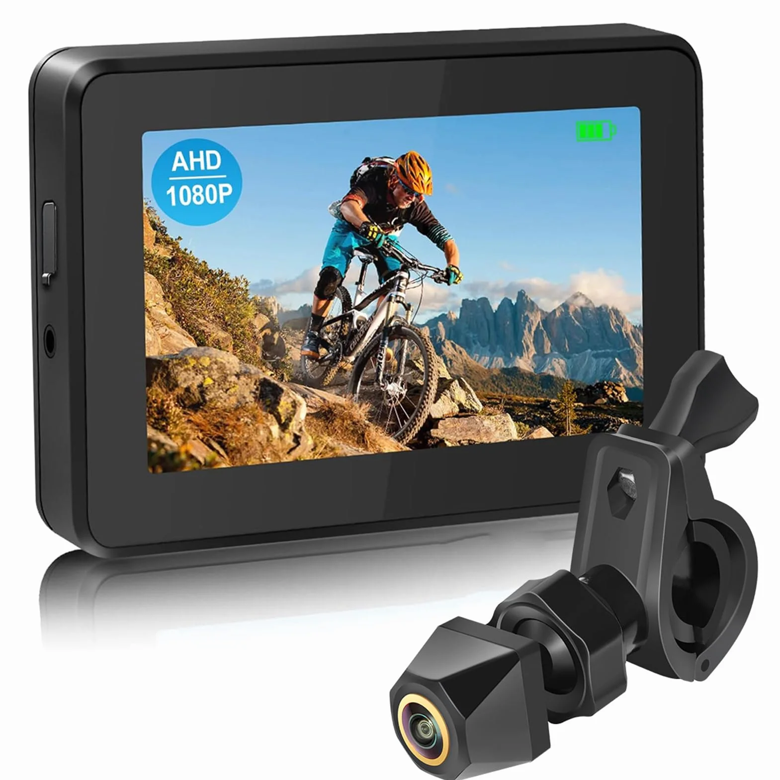Shkalacar Rowerowa kamera cofania, kamera 1080P z 5-calowym monitorem, noktowizorem, szerokim kątem widzenia 110° do rowerów górskich, rowerów górskich