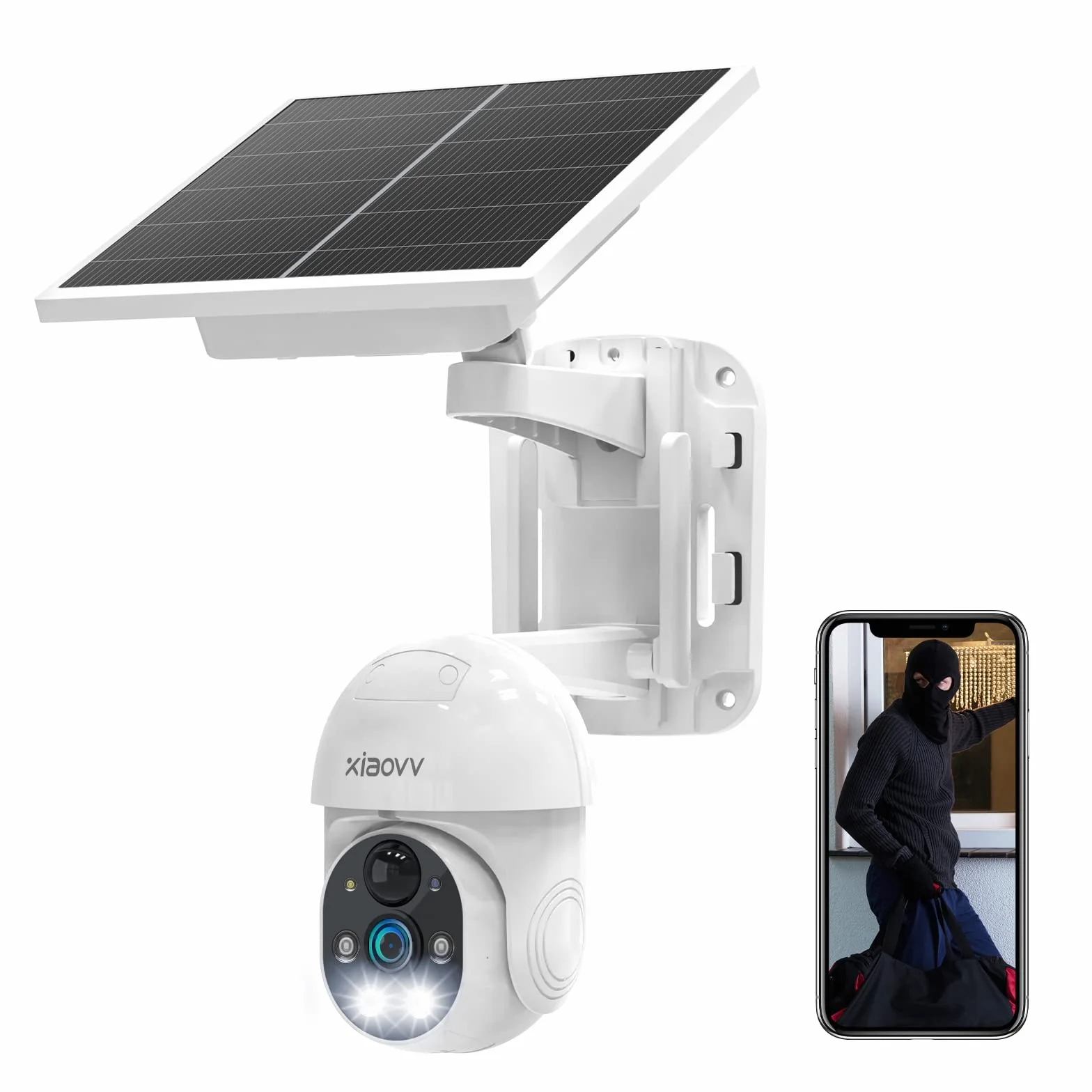 XIAOVV, Kamera monitoringowa o rozdzielczości 2 MP HD, zewnętrzna kamera monitorująca 10 000 mAh, 2,4 G, WiFi, kamera do monitoringu zewnętrznego, łatwa instalacja bezprzewodowa, kamera solarna