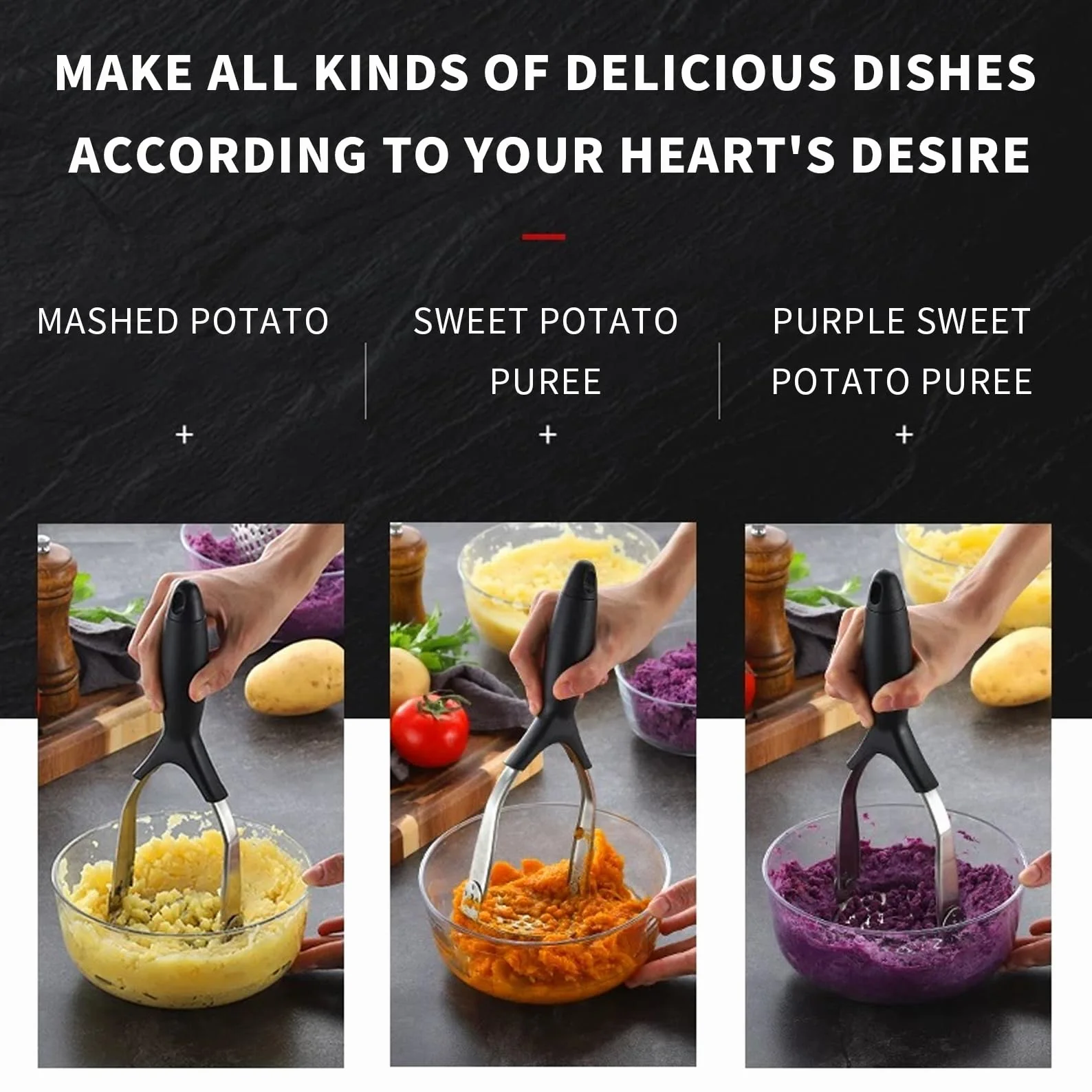 Presse-Purée en Acier Inoxydable Pliable, Ustensile de Cuisine Polyvalent pour Pommes de Terre et Légumes