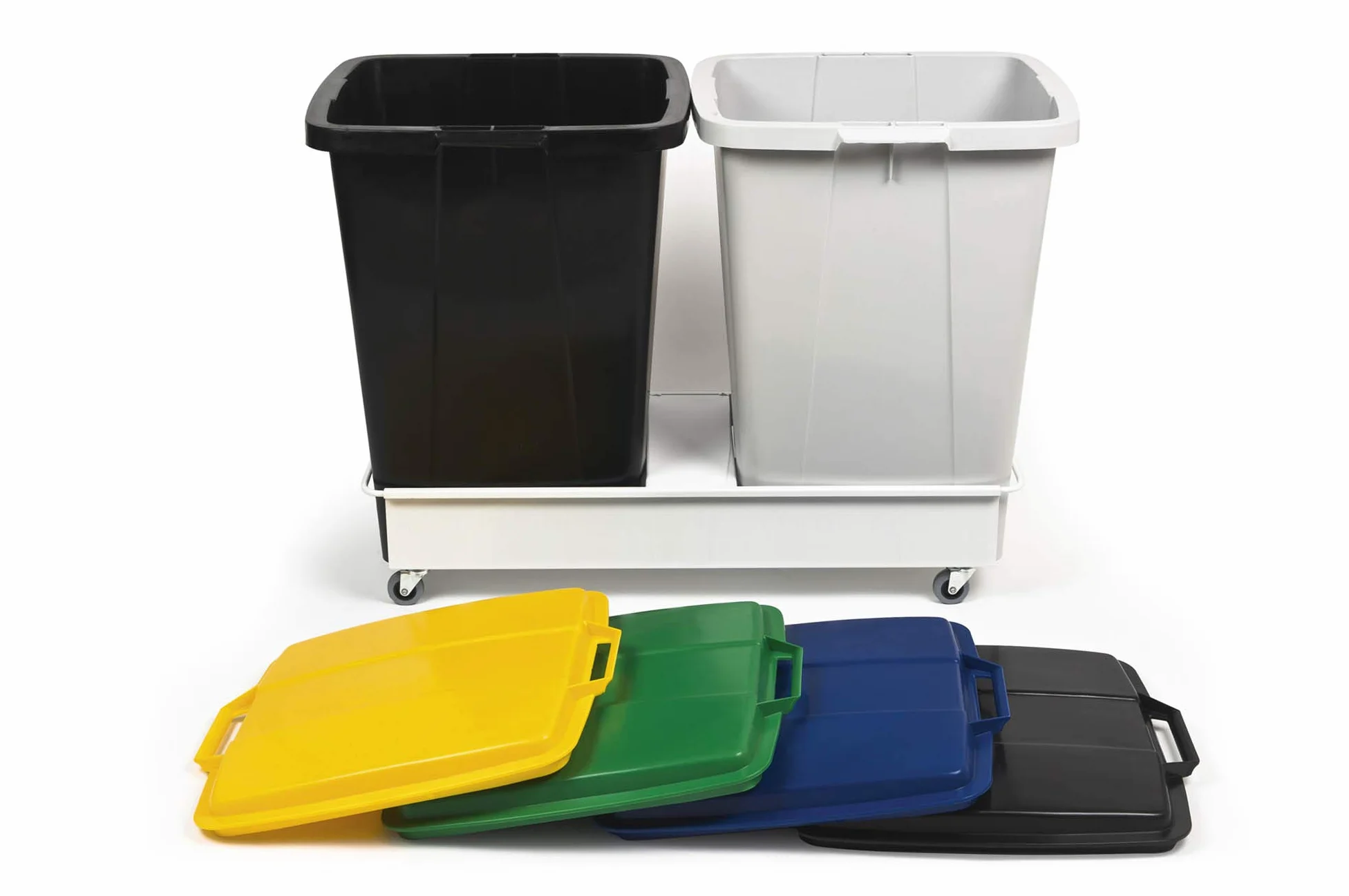 Durabin 90 litres poubelle de recyclage gris avec poignées de transport