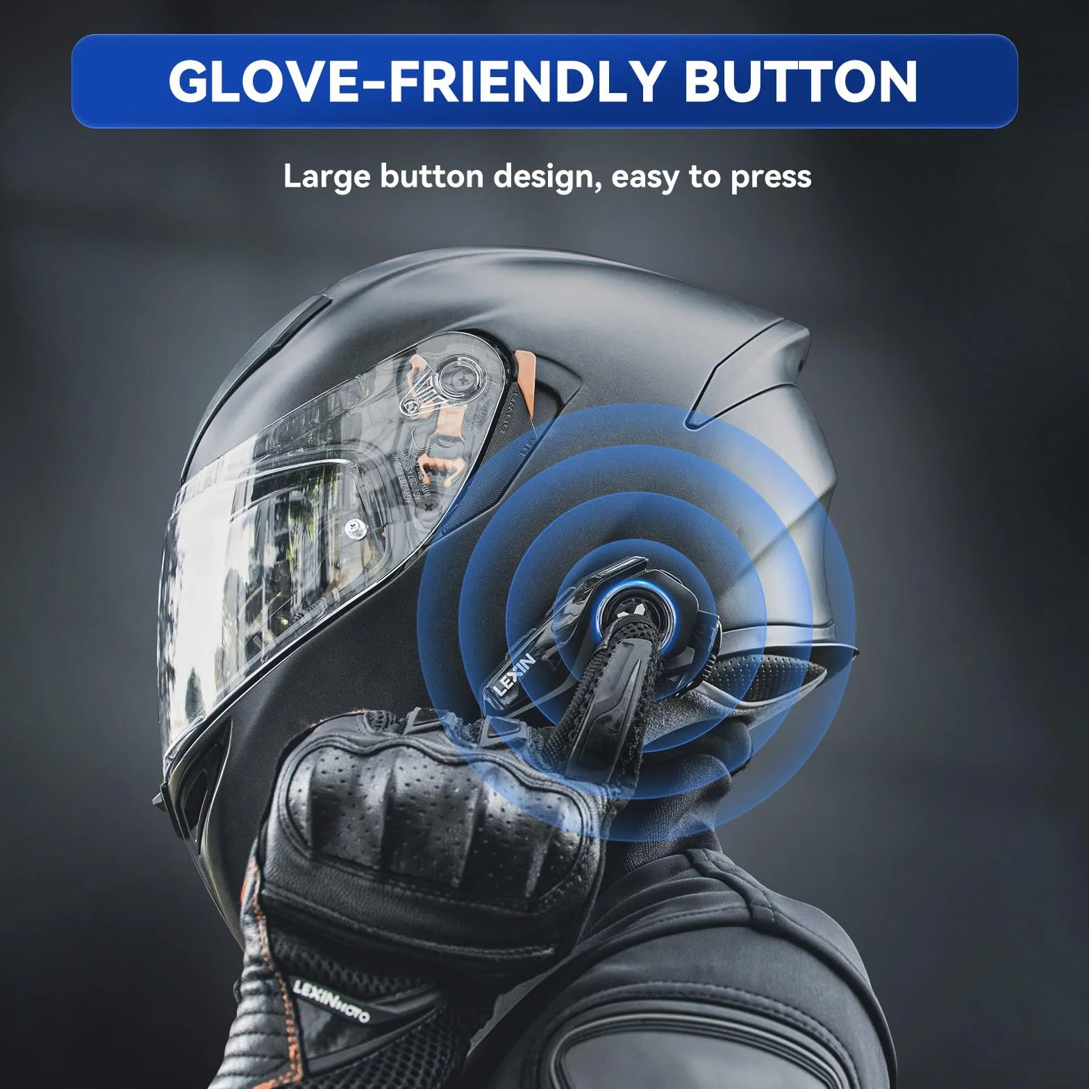 LEXIN G2P Motocyklowe Zestawy Słuchawkowe Bluetooth, 2-6 osób Motocyklowy System Komunikacji Bluetooth Domofon,Waterproof, FM Radio, Pojedyncze opakowanie
