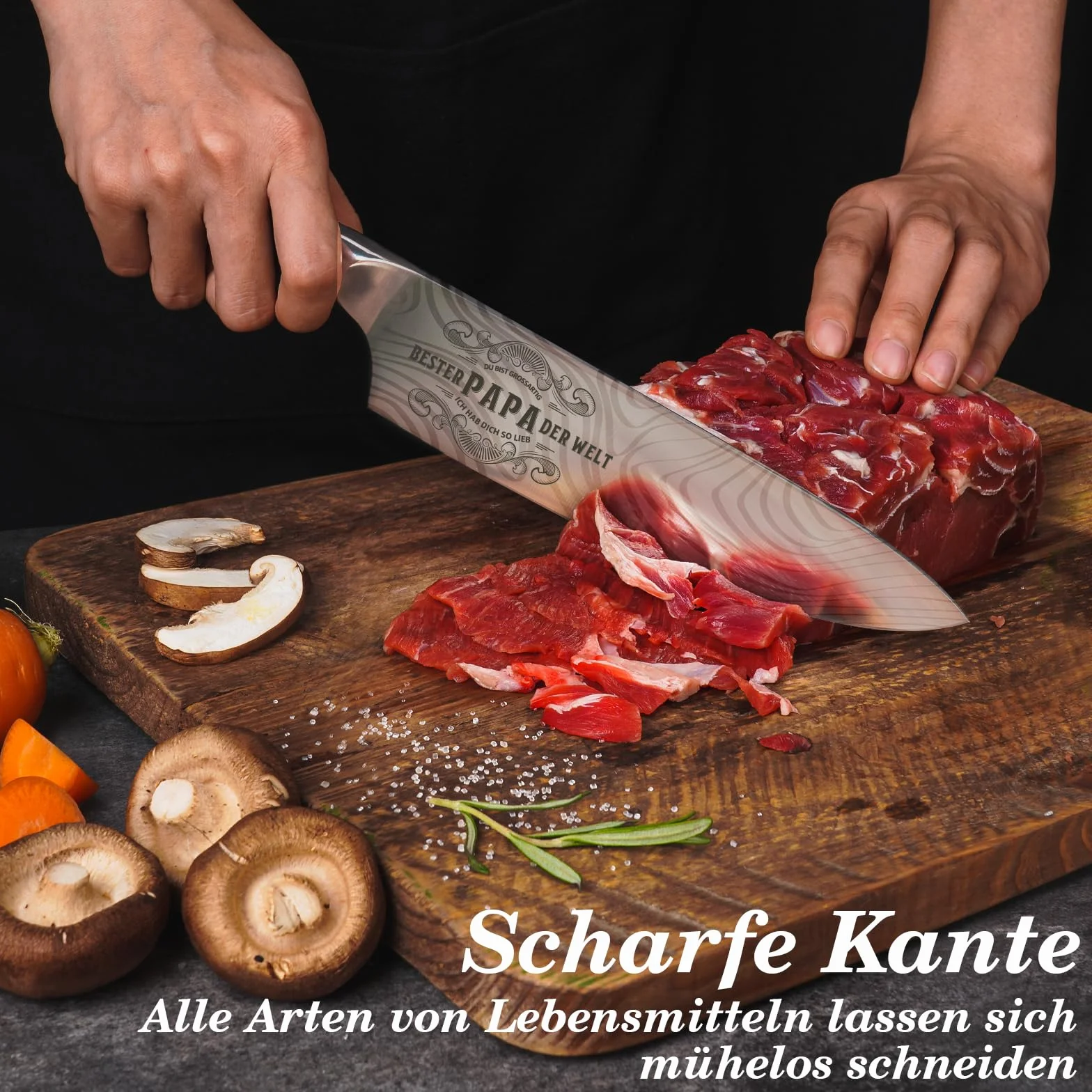Couteau Chef Personnalisé Acier Inoxydable Allemand Cadeau Fête des Pères avec Boîte