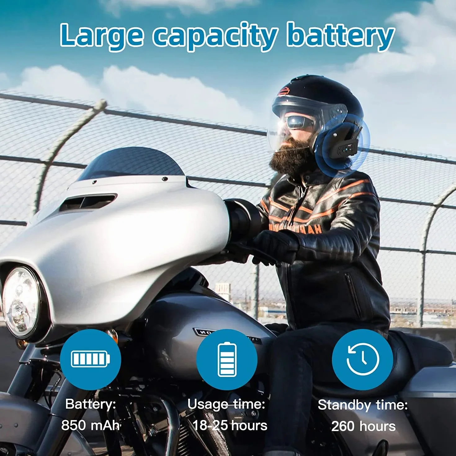 EJEAS V6 Motocyklowy interkom Bluetooth, 1200m Motocyklowe Zestawy Słuchawkowe Bluetooth, System Komunikacji z Wodoodpornym, GPS, DSP Redukcja szumów, USB-C (2 szt.)