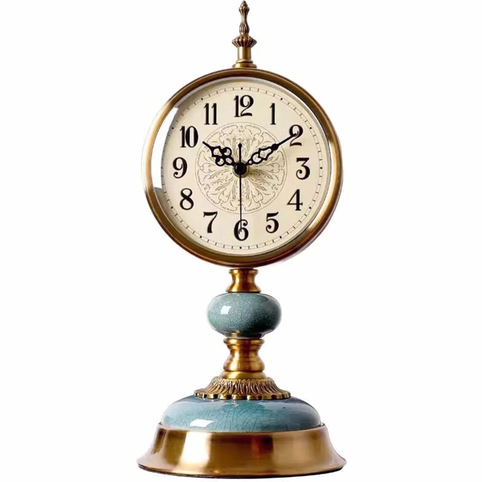 Horloge De Table Vintage en Laiton Silencieuse Antique pour Salon