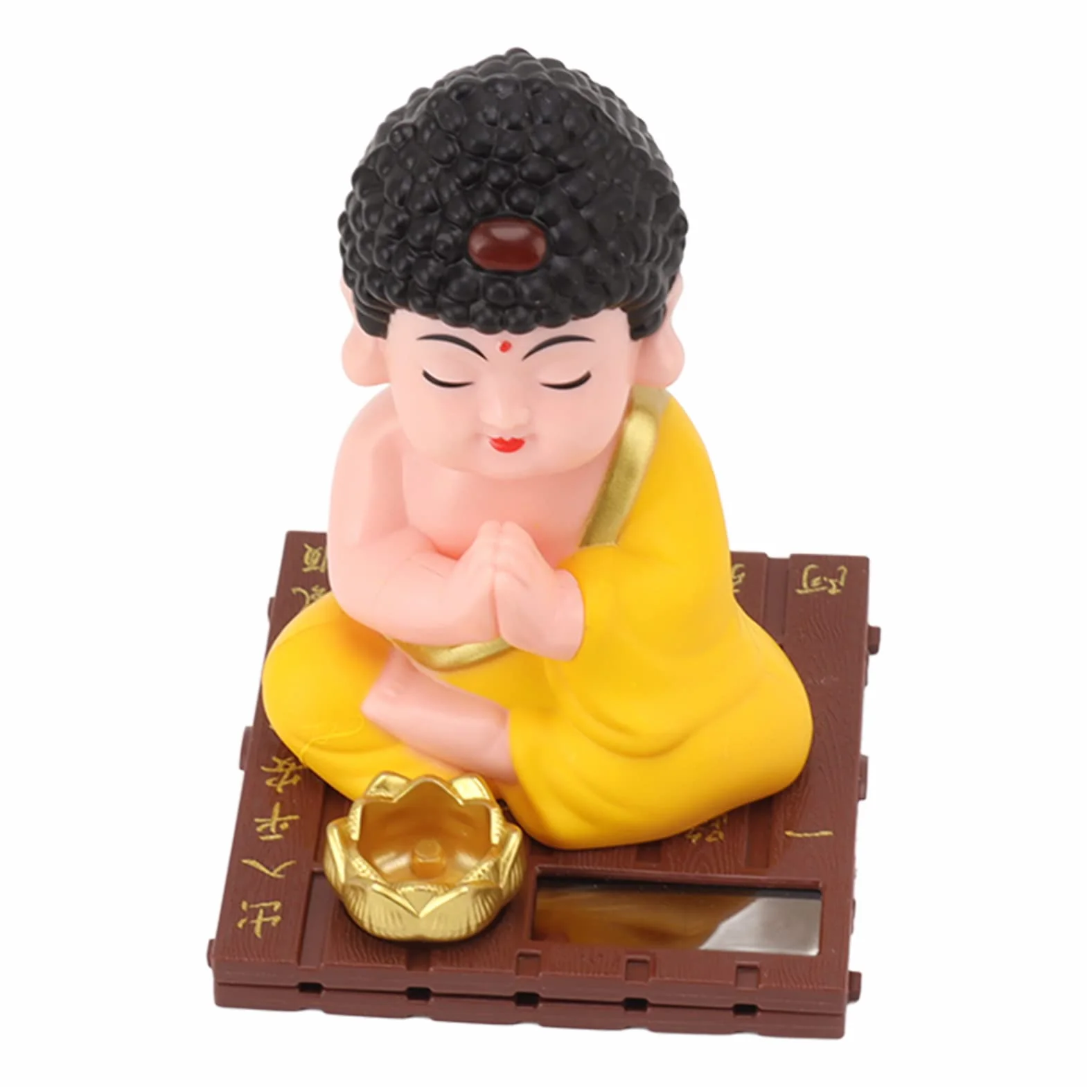 Figurine de Bouddha Hochant la Tête Solaire, Statue en Plastique Couleurs Vives pour Maison Voiture Bureau