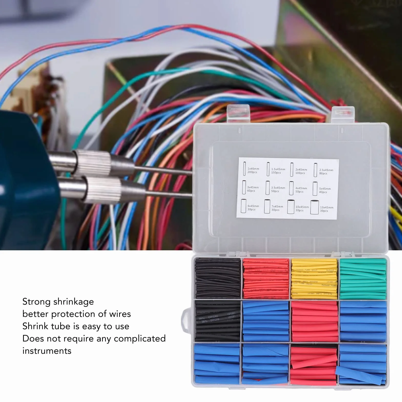 850 Szt. Zestaw Rurek Termokurczliwych Stosunek 2:1 Izolacja Przemysłowa Przewód Elektryczny Owijka Kabla