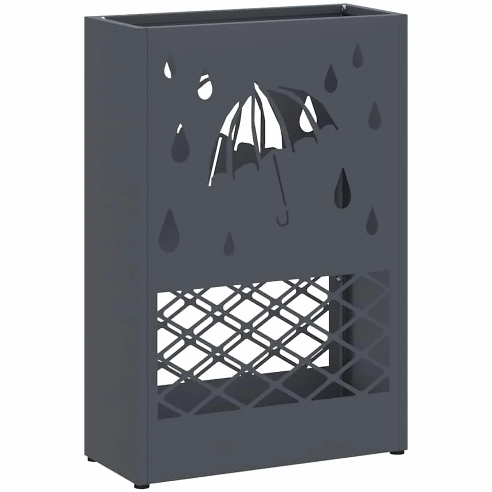 vidaXL Porte-Parapluie Acier Anthracite 28x12x41 cm Design Rectangulaire Organisateur Entrée