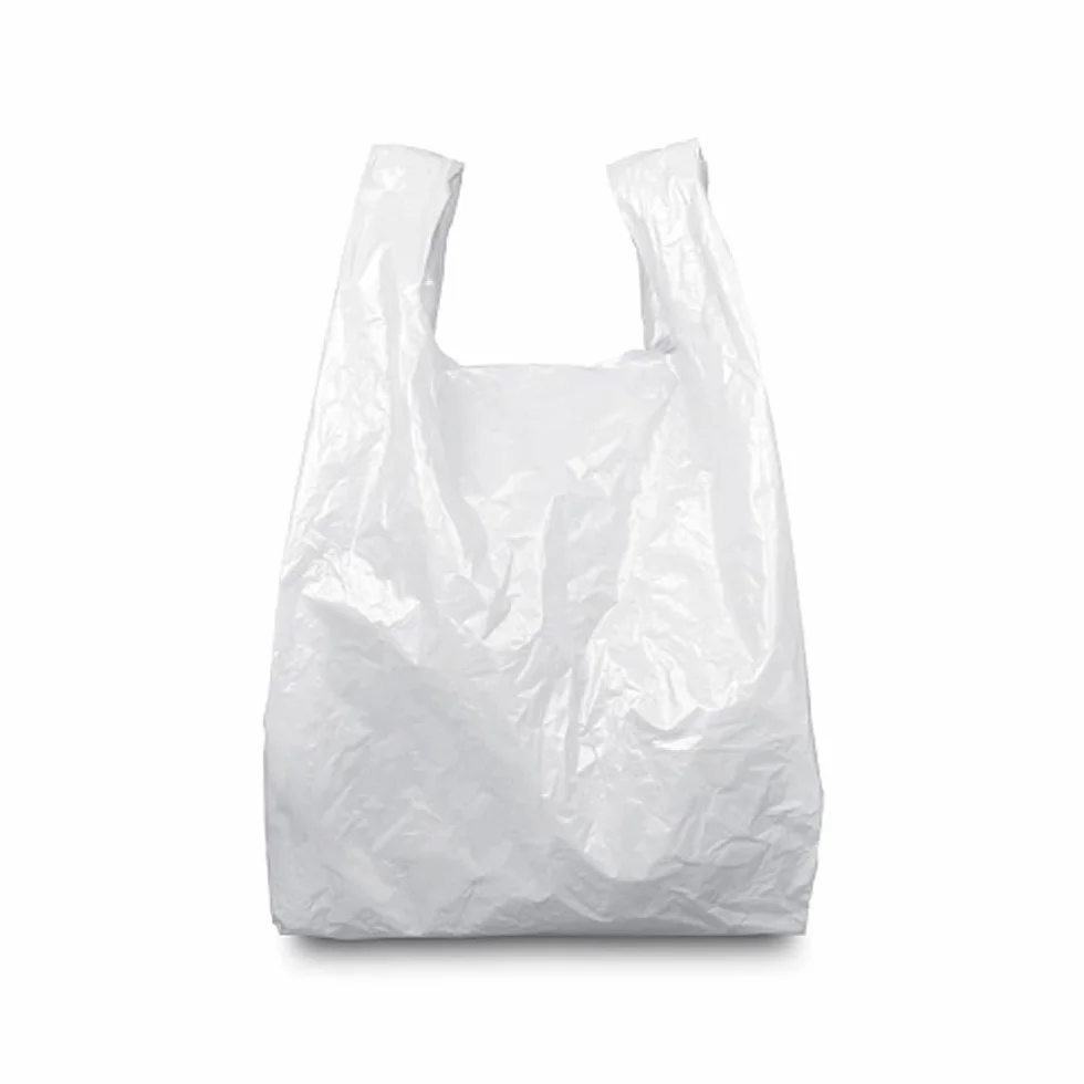 500 Sacs Bretelles Réutilisables 26x12x45 cm en plastique blanc 50 microns
