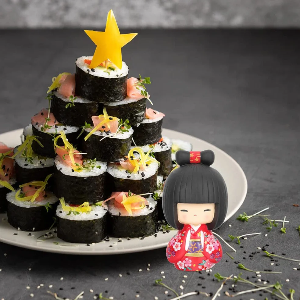 Veemoon Statue Japonaise Kokeshi Kimono Poupée DéCoration Table Résine Cadeau Artisanale