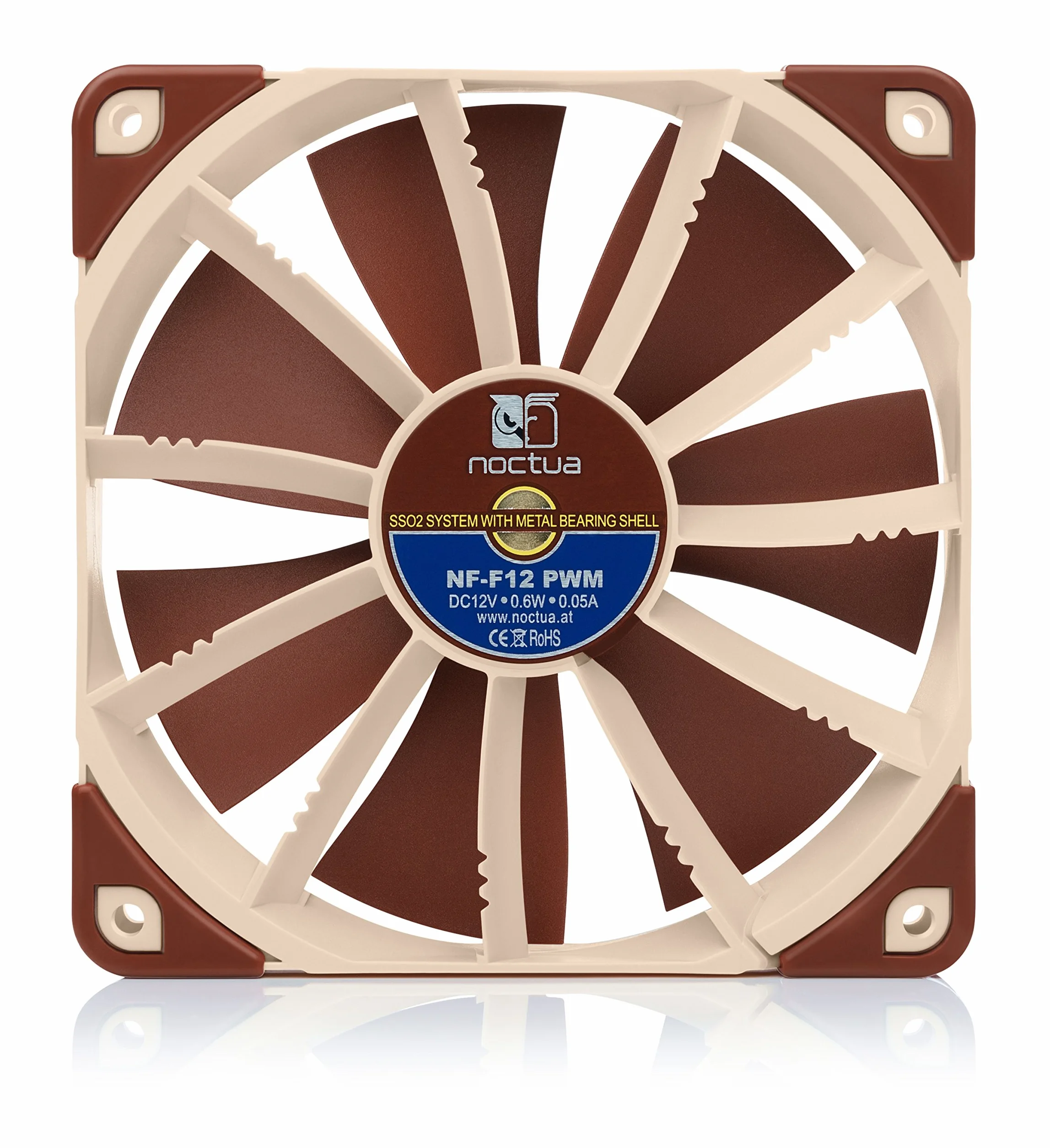 Noctua NF-F12 PWM, Cichy, 4-Pinowy Wentylator Klasy Premium (120 mm, Brązowy)