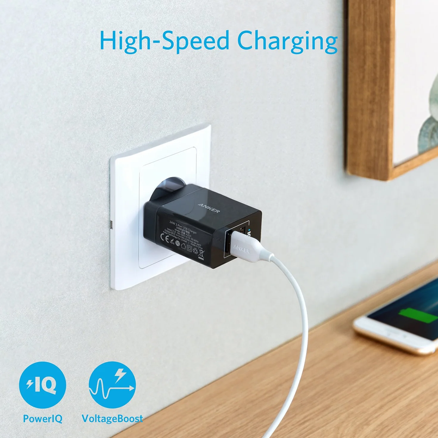 Anker 24 W 2-Port USB Charger with PowerIQ™ Technology 24w