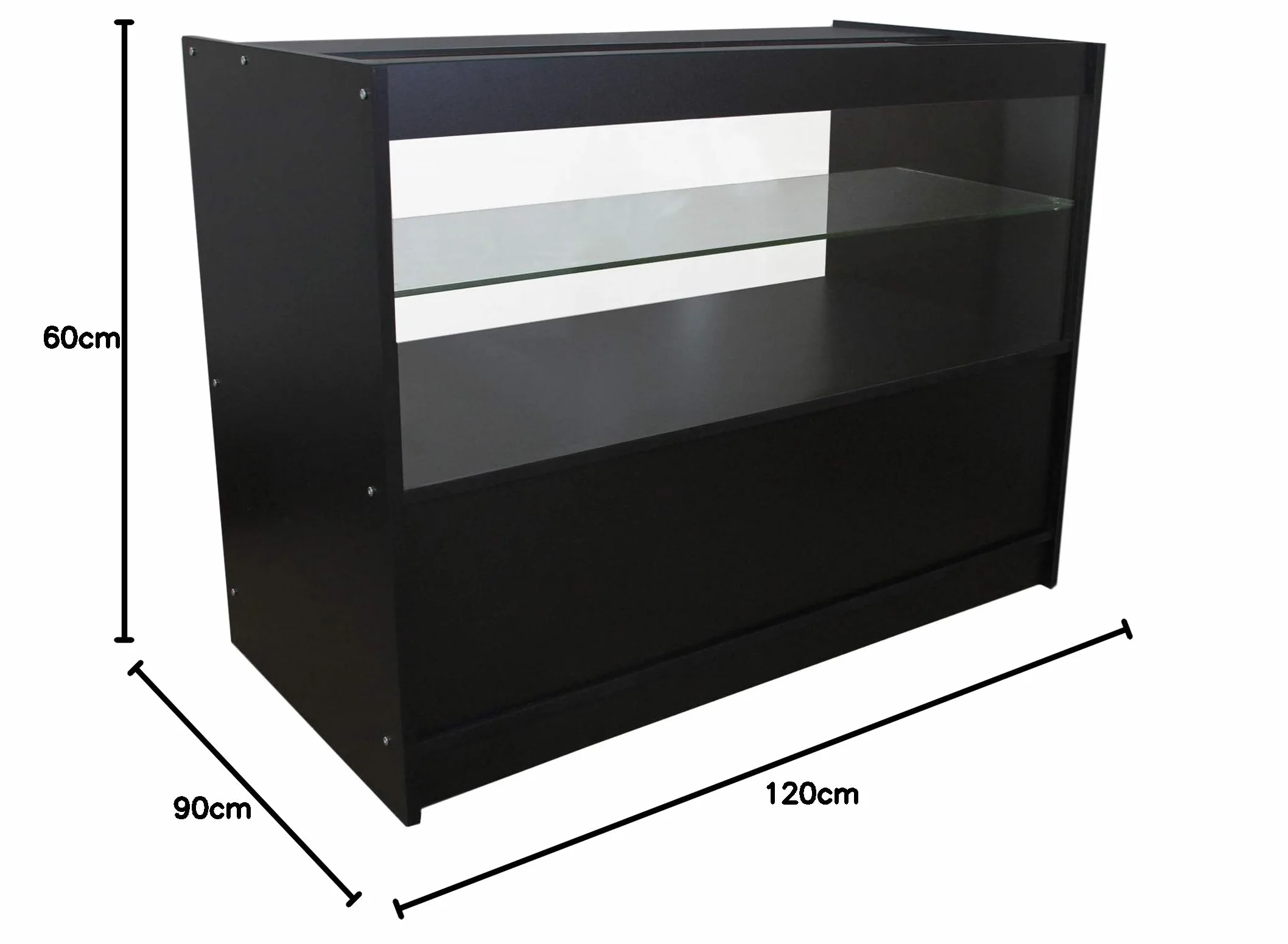 Monstershop Gemini Shop Les Comptoirs de Vente au Détail Verre Showcase Cabinet Écran Noir