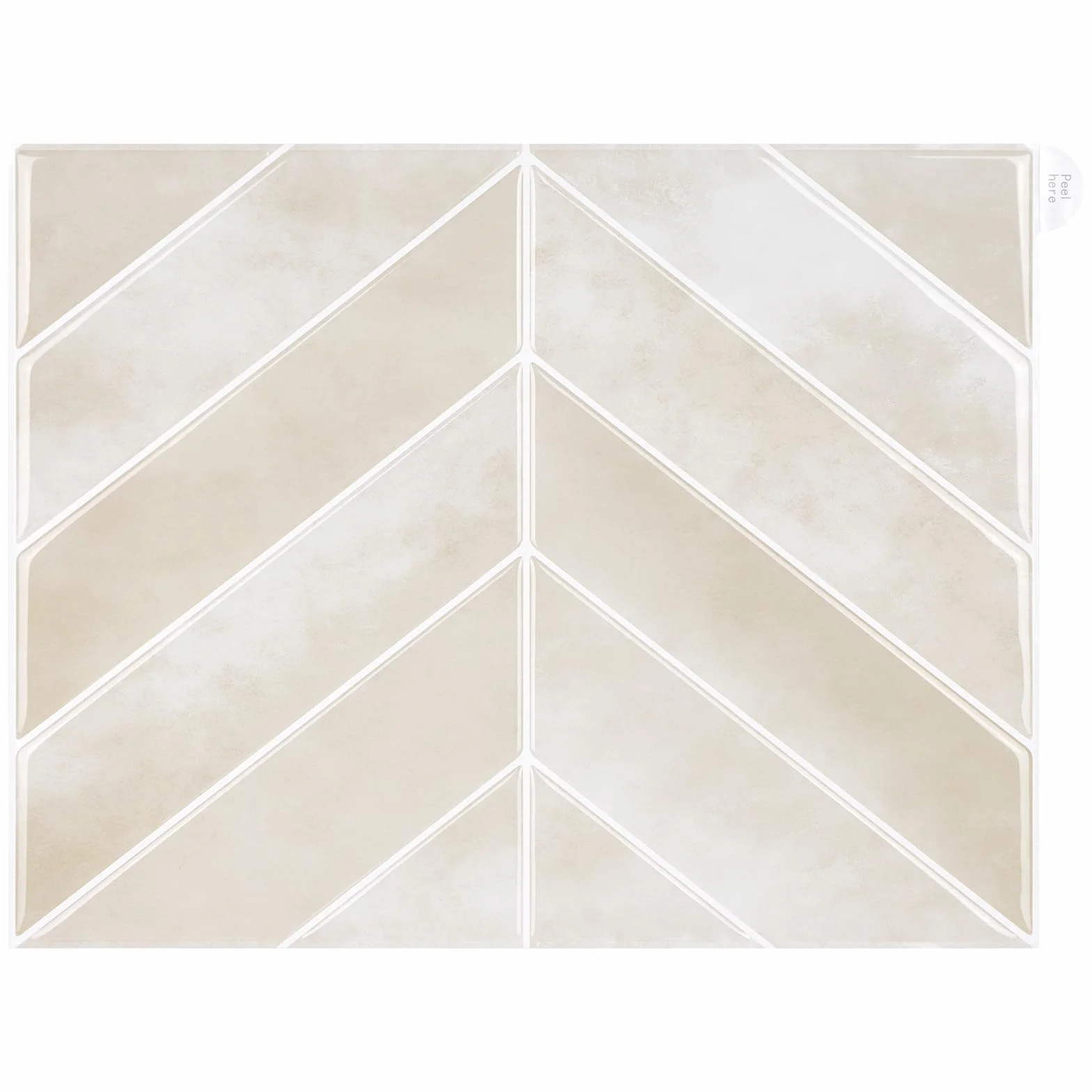 Alwayspon Lot de 10 feuilles 29x23 cm Beige Herringbone 3D Vinyle Autocollant effet carrelage à coller au mur, dosserets auto-adhésifs imperméables pour cuisine et salle de bain