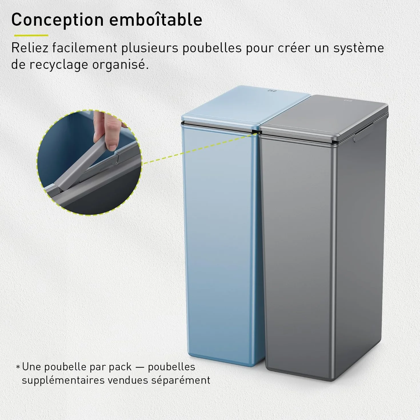 EKO Poubelle de Cuisine Morandi 30 L Ouverture Tactile Gris Foncé