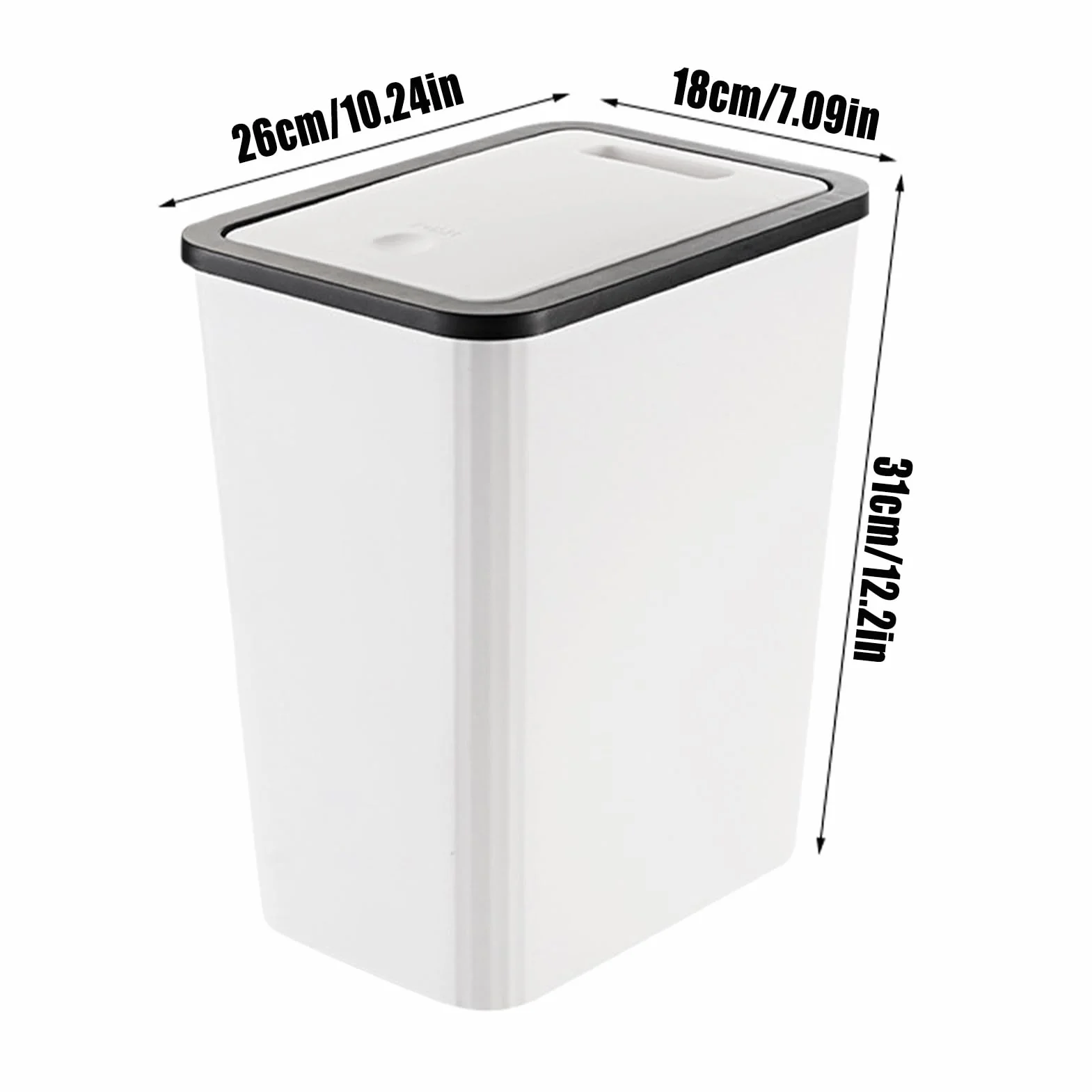 Poubelle de Cuisine 13 L Avec Couvercle Bouton-poussoir Design Peu Encombrant