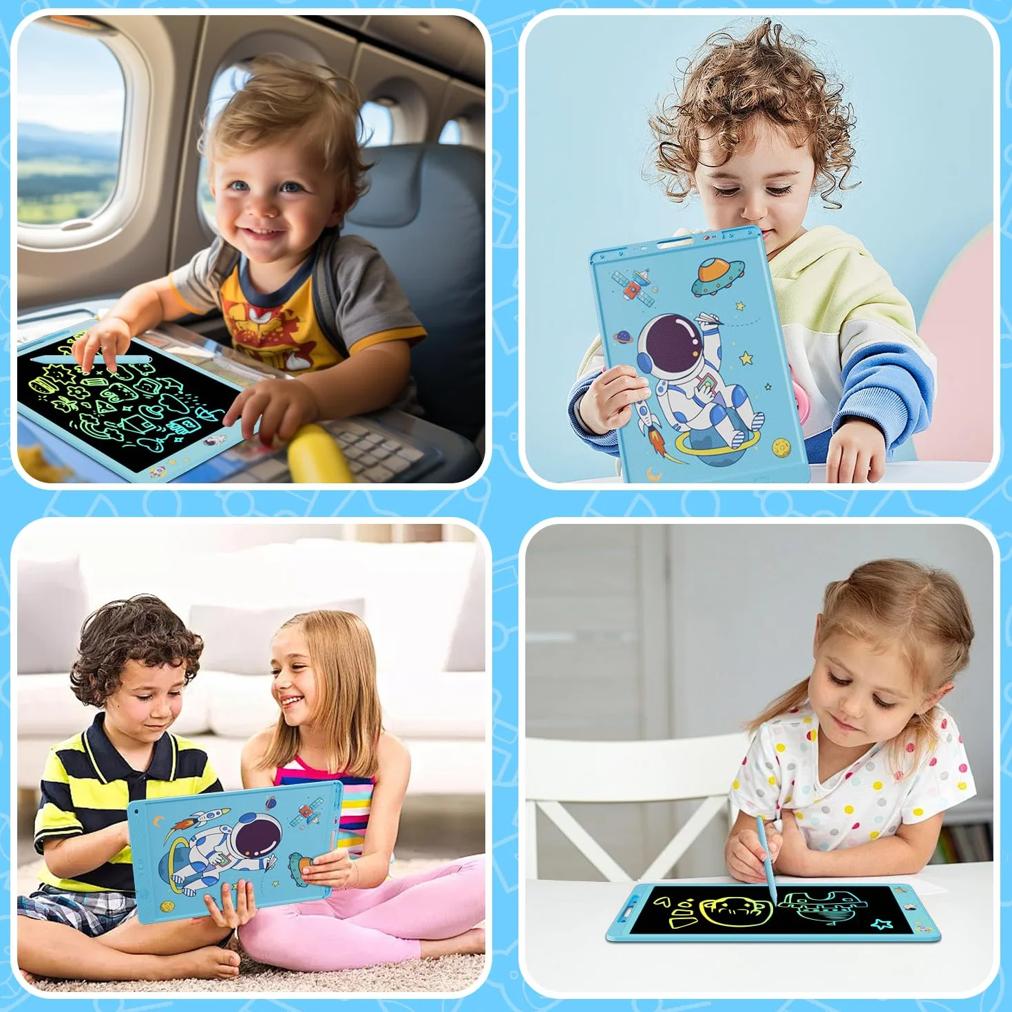 Electight Tablette d'écriture pour Enfants 16 Pouces LCD avec Verrouillage D'effacement Cadeau Filles Garçons 2-8 Ans Bleu
