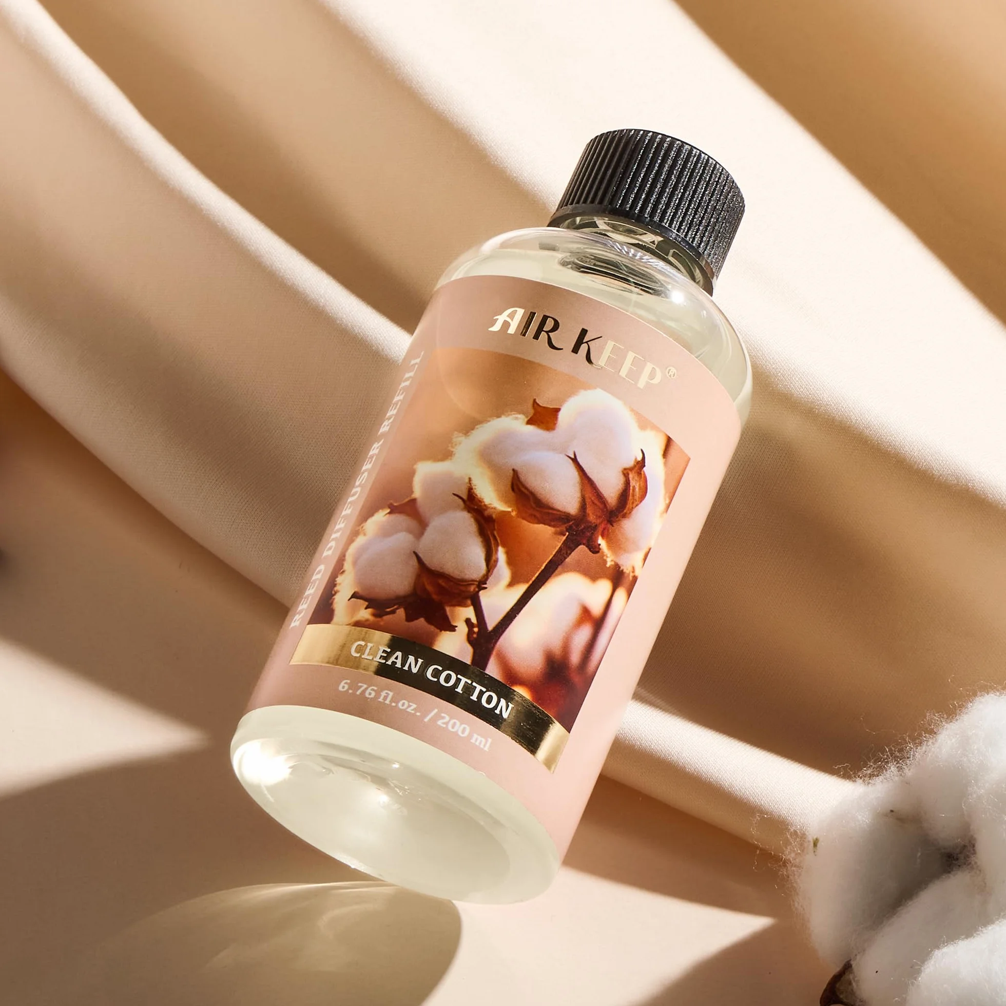 Airkeep Recharge Liquide Parfumé 200ml pour Diffuseur à Bâtonnets Clean Cotton Parfum d'Ambiance Maison