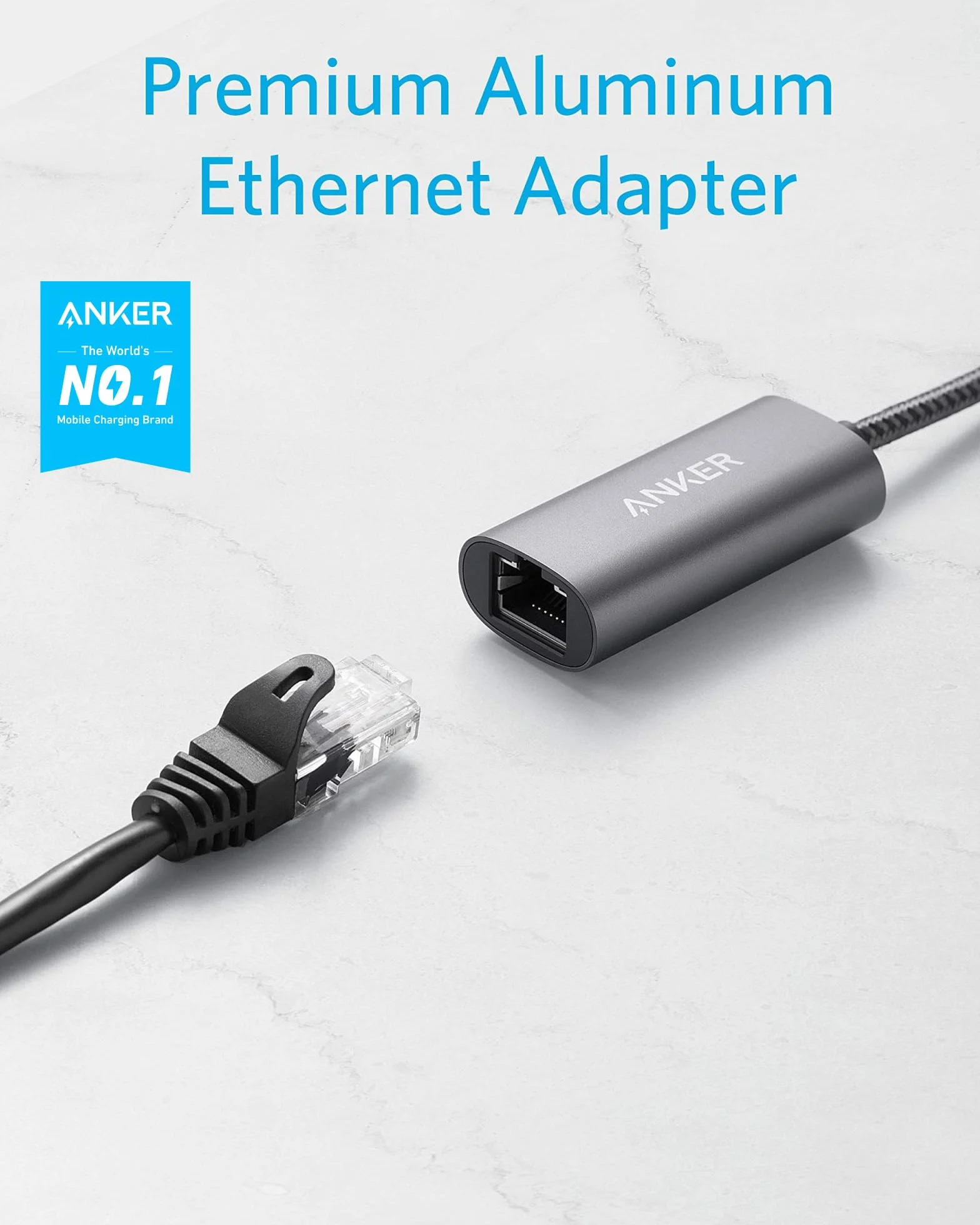 Anker adapter USB 3.0 na Ethernet, PowerExpand USB 3.0 na adapter Gigabit Ethernet, aluminiowy przenośny adapter USB-A, do MacBook Pro 2015, MacBook Air 2017 i więcej