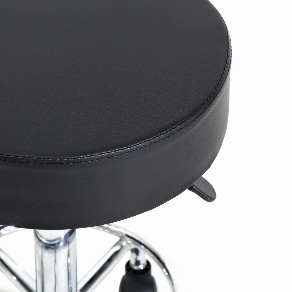 Tabouret de Bureau à Roulettes Rotation 360° Hauteur Réglable Noir