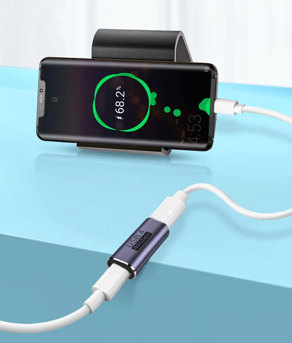Adapter USB C do gniazda, złącze USB C, przedłużacz USB typu C, obsługuje transmisję 40 Gbit/s, ładowanie 100 W, 8 K/60 Hz, kompatybilny z Thunderbolt 4/3, MacBook Pro/Air i wieloma innymi