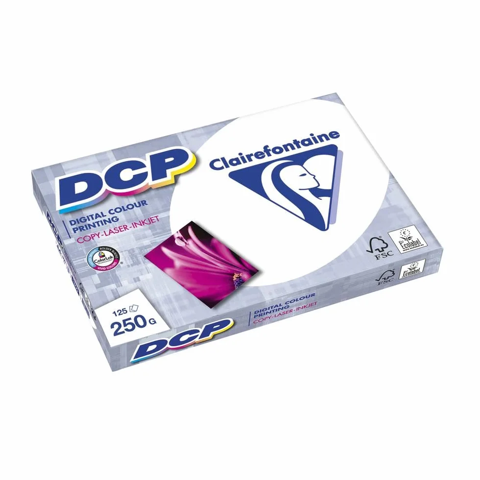 Ramette de 125 feuilles de papier DCP blanc, A4, 250 g/m² – Lot de 5