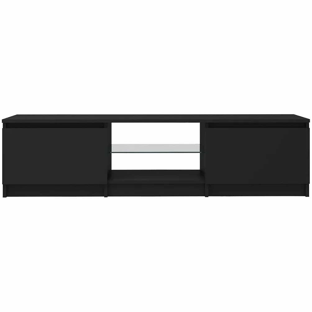 Meuble TV LED Moderne et spacieux avec éclairage RGB en Bois Noir de 140 cm Ameublement et Décoration, Meubles TV