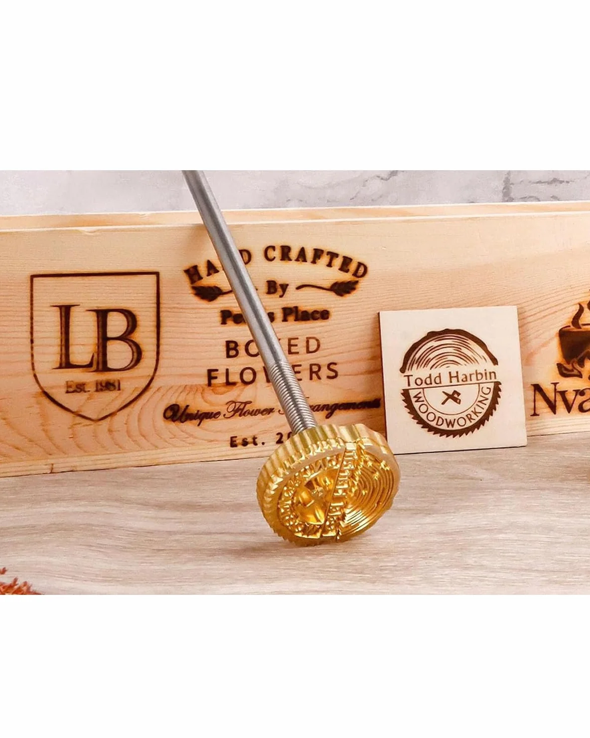 Fer de marque pour bois avec logo personnalisé - Tampon en métal pour steak en bois, cuir, gâteau, pain, cadeaux de mariage - Fabriqué à la main par Design (2,54 cm)