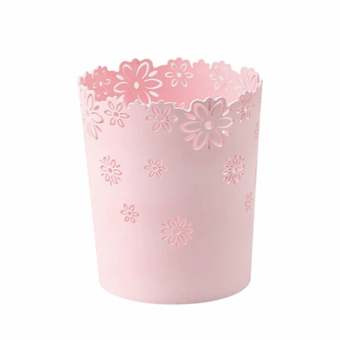 Bac à déchets en plastique 7,5 pouces pour enfants, panier papier déchet rond dentelle fleurs chambre
