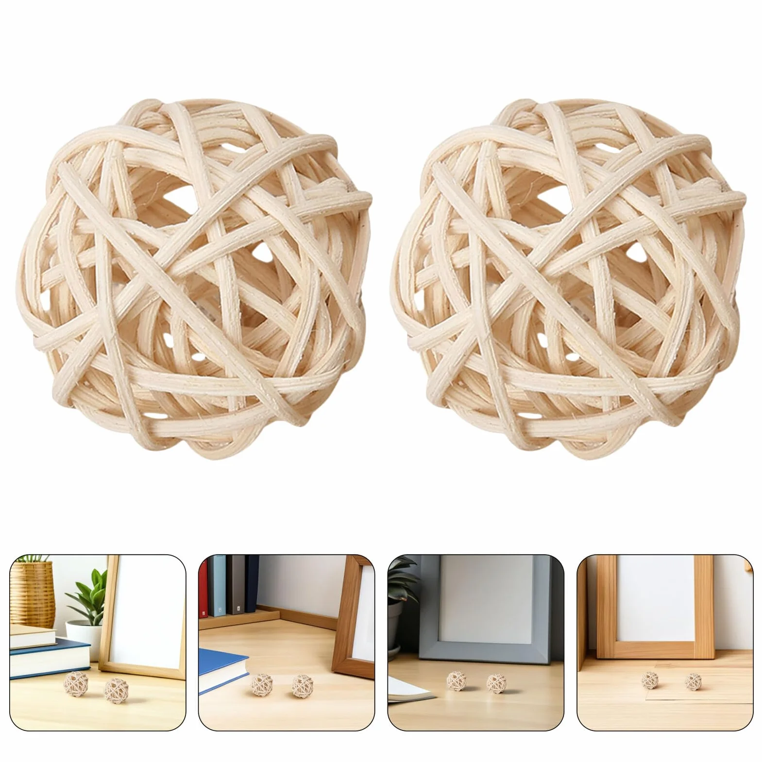 VICASKY 35 Boules Décoratives en Rotin Naturel 3cm pour Remplissage de Bols Potpourri, Pack de 35 Pièces
